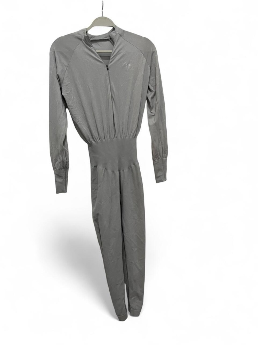 POPFLEX Gray Long-Sleeve Zip-Front Jumpsuit